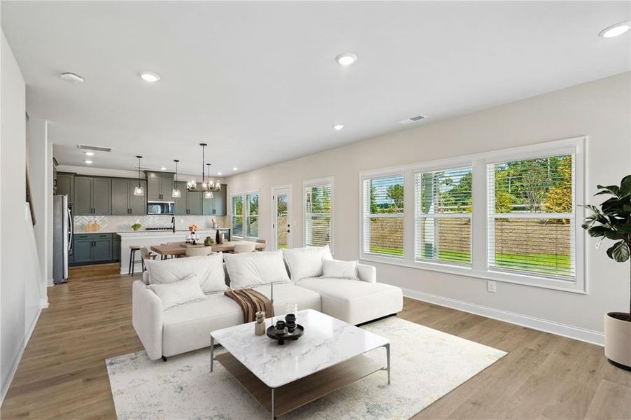 Furnished interior view inside a new home in Vines at Mill Creek - Estate Series, Braselton (Image 12). Furnished interior view inside a new home in Vines at Mill Creek - Estate Series, Braselton (Image 12).