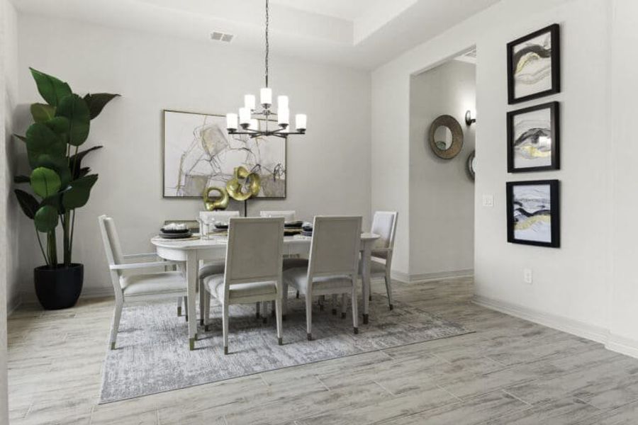 Formal dining area in Ashlyn home at Belle Oaks, Bulverde TX