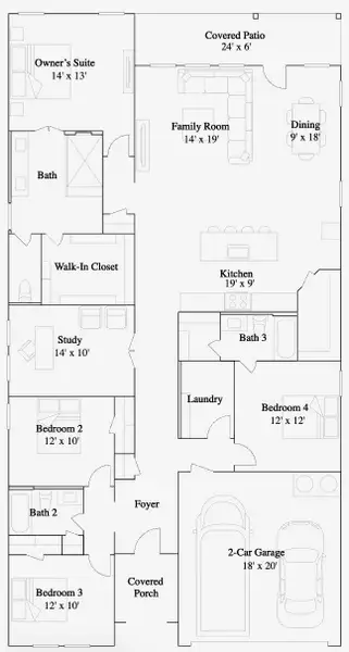 2D floor plan layout of this home in The Preserve at Rosenberg, Rosenberg, TX (Image 2). 2D floor plan layout of this home in The Preserve at Rosenberg, Rosenberg, TX (Image 2).