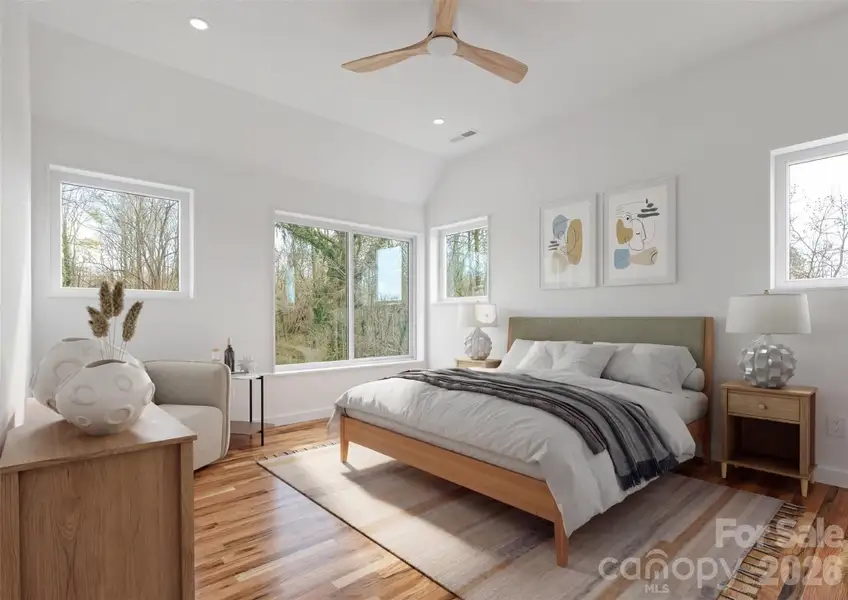 Virtually staged primary suite