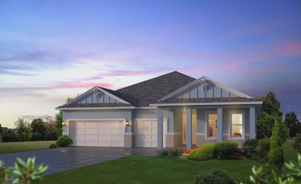 Representative exterior photo of a completed home built from the Arden by ICI Homes in Plantation Bay, Ormond Beach, FL (Image 5). Representative exterior photo of a completed home built from the Arden by ICI Homes in Plantation Bay, Ormond Beach, FL (Image 5).