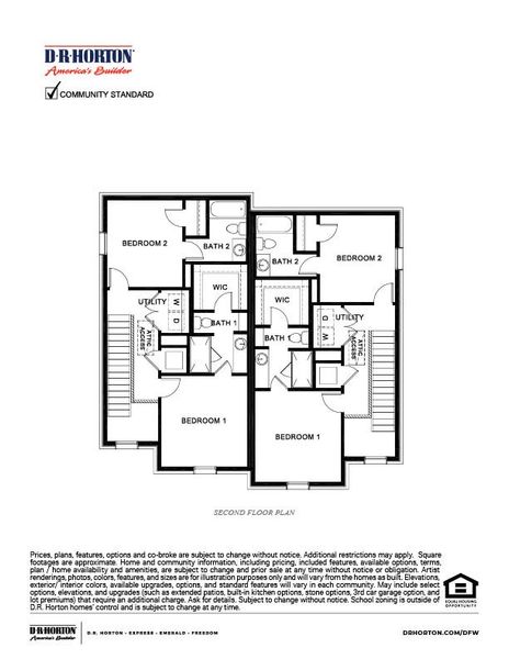 2D floor plan layout for the Alder by D.R. Horton in Elevon, Lavon, TX (Image 3).