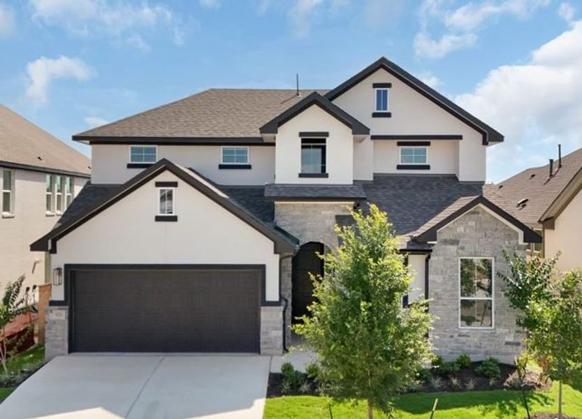 Representative exterior photo of a completed home built from the Maddy by Chesmar Homes in Nolina, Georgetown, TX (Image 8).