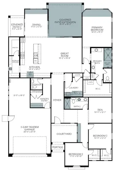 2D floor plan layout of this home in Palo Verde at North Creek, Queen Creek, AZ (Image 5).