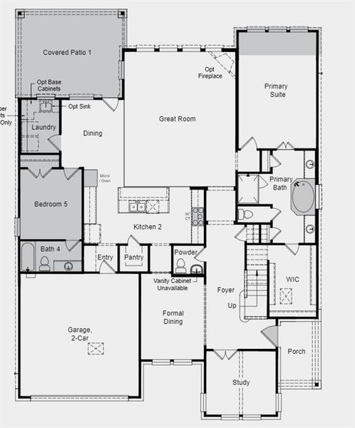 Structural options added include:  Gourmet kitchen 2, shower at bath 4, bed 5 with bath 4, extended owner’s suite, drop in tub at owner’s bath, 8’ entry door, added gas line and pre-plumb for future water softener.