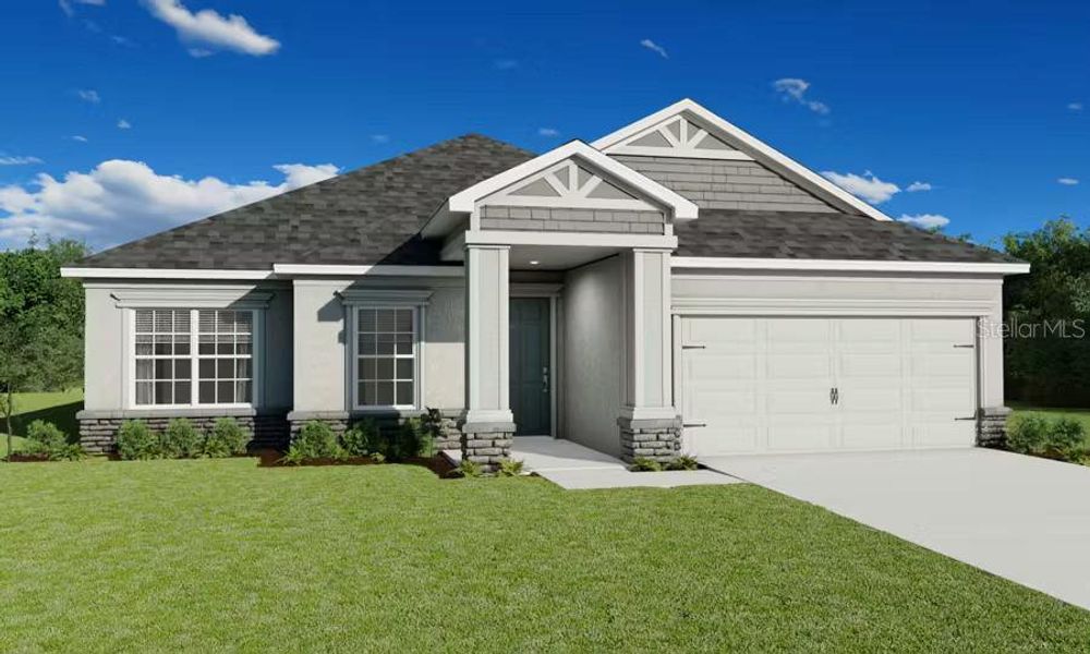 Front exterior of a new home in , St. Cloud, FL, highlighting curb appeal (Image 1). Front exterior of a new home in , St. Cloud, FL, highlighting curb appeal (Image 1).