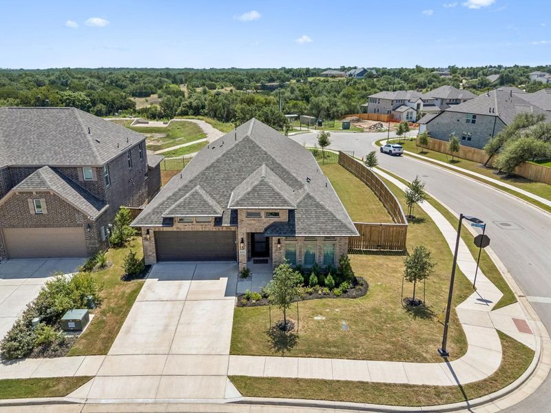 Front exterior of a new home in , Georgetown, TX, highlighting curb appeal (Image 2). Front exterior of a new home in , Georgetown, TX, highlighting curb appeal (Image 2).