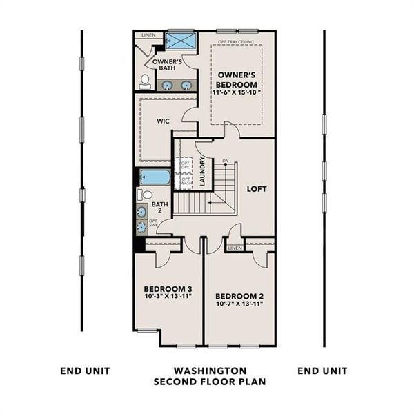 2D floor plan layout of this home in Rosehill Townhomes, Marietta, GA (Image 10).