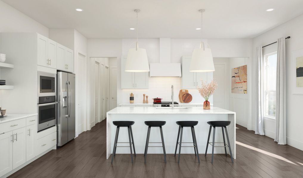 Kitchen with waterfall island