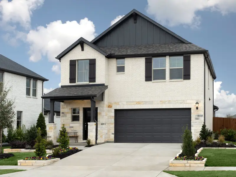 Front exterior of a new home in Southridge - Spring Series, McKinney, TX, highlighting curb appeal (Image 1). Front exterior of a new home in Southridge - Spring Series, McKinney, TX, highlighting curb appeal (Image 1).