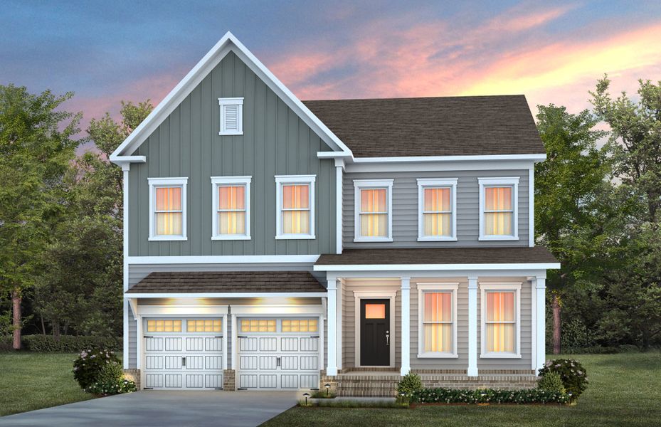 Representative exterior photo of a completed home built from the Stonebrook by Pulte Homes in The Preserve at Marks Creek, Knightdale, NC (Image 23). Representative exterior photo of a completed home built from the Stonebrook by Pulte Homes in The Preserve at Marks Creek, Knightdale, NC (Image 23).