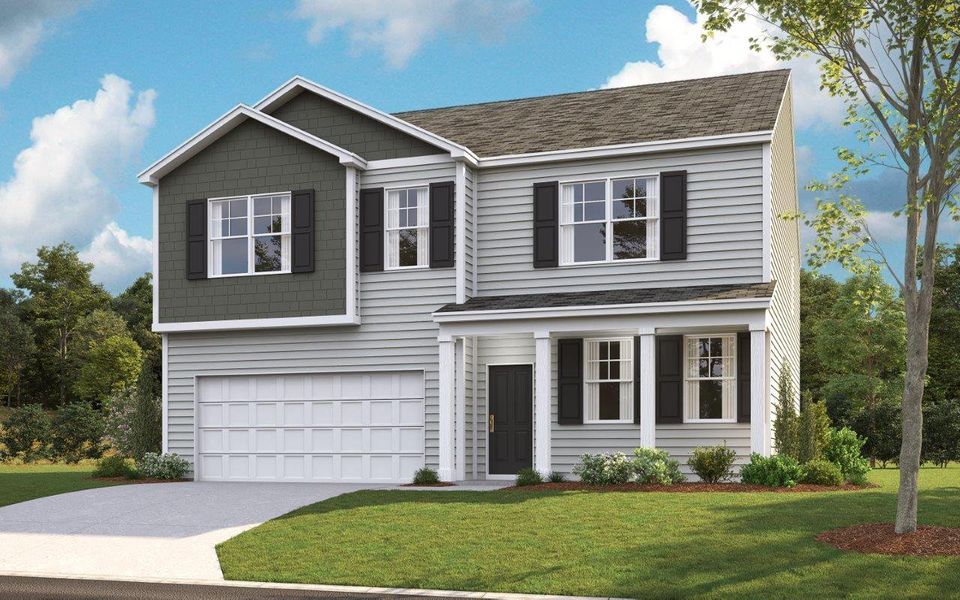 Representative exterior photo of a completed home built from the Hanover by D.R. Horton in Hawk's Ridge, Rossville, GA (Image 19). Representative exterior photo of a completed home built from the Hanover by D.R. Horton in Hawk's Ridge, Rossville, GA (Image 19).