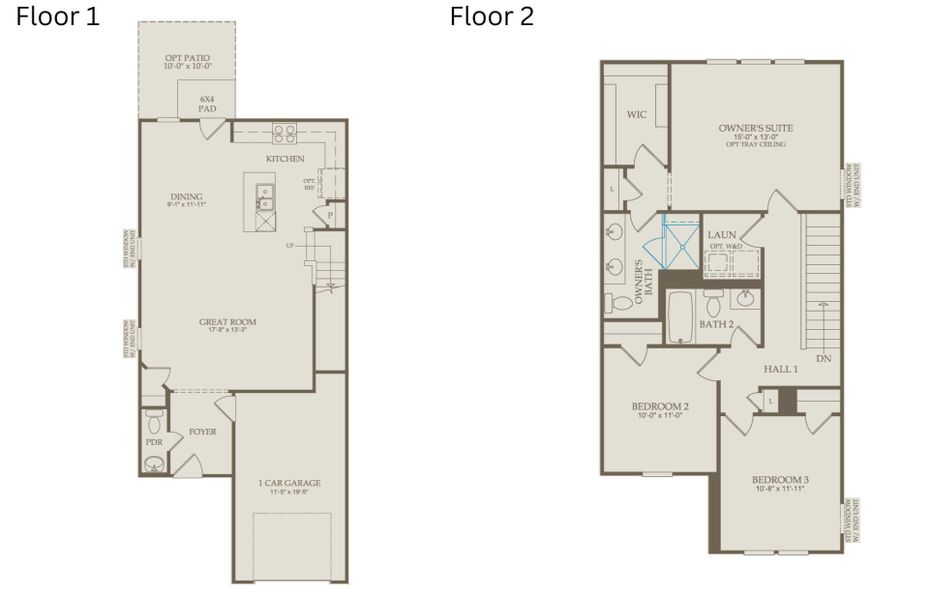 2D floor plan layout of this home in Carpenter Falls, Durham, NC (Image 3). 2D floor plan layout of this home in Carpenter Falls, Durham, NC (Image 3).