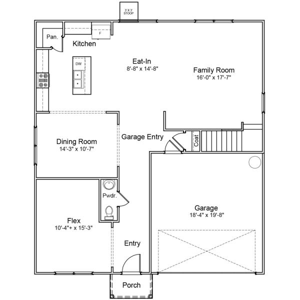 2D floor plan layout for the Telfair - Genesis Value Collection by Mungo Homes in Killians Crossing, Blythewood, SC (Image 4).