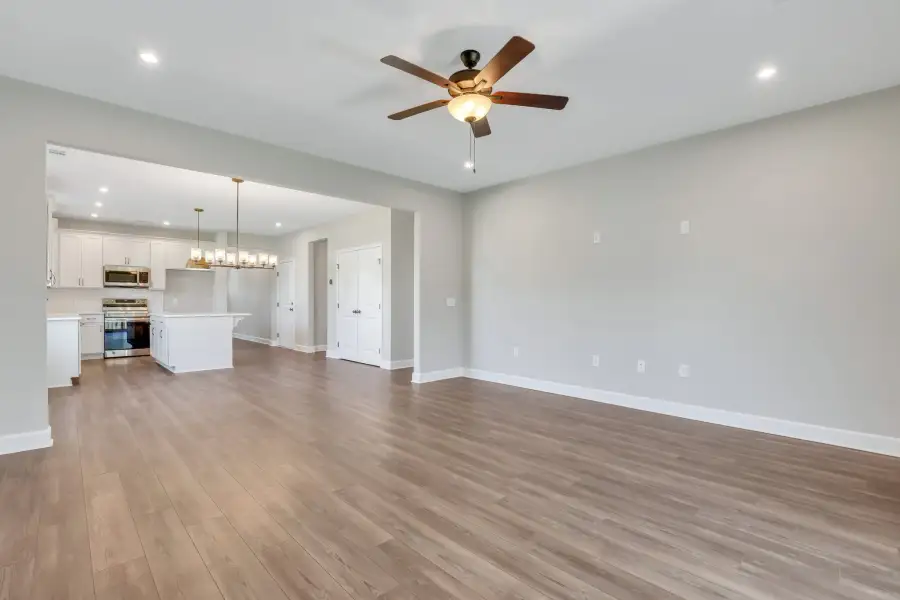 Sherwood – Great Room View into Kitchen and Dining Area