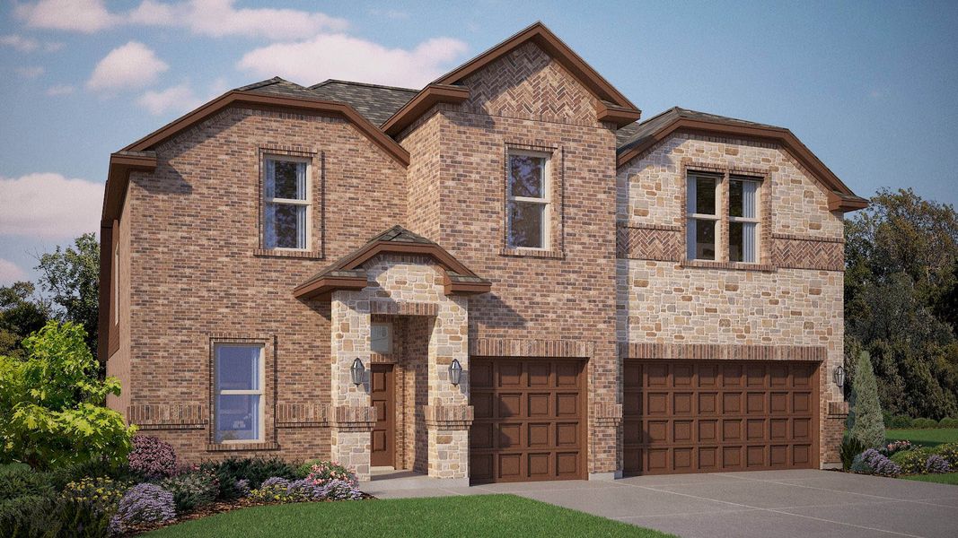 Front exterior of a home in the Lakeview Pointe community, located in Grand Prairie, TX (Image 9).