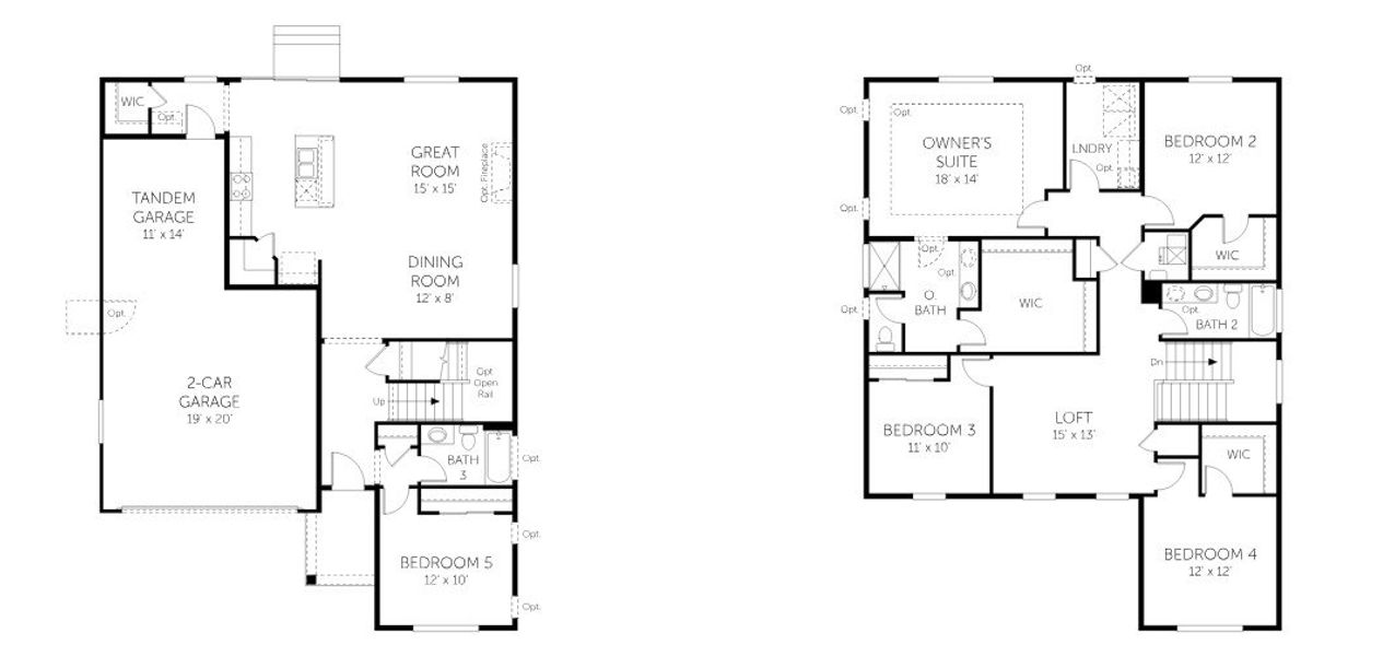2D floor plan layout for the Denali - Homesites by Dream Finders Homes in Trevenna, Windsor, CO (Image 3). 2D floor plan layout for the Denali - Homesites by Dream Finders Homes in Trevenna, Windsor, CO (Image 3).