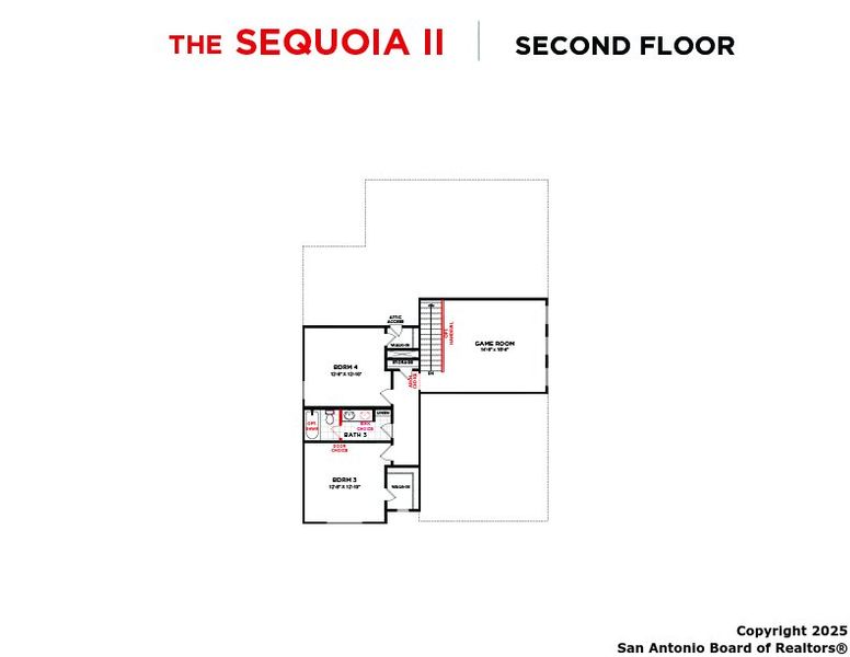2D floor plan layout of this home in Vista Ridge, Live Oak, TX (Image 2).