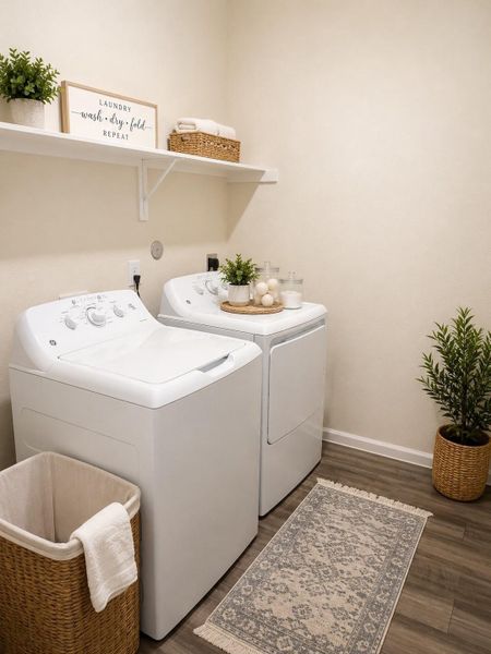 Spacious and functional laundry room with additional storage space and room for organization - Washer and Dryer included. Digitally Staged Spacious and functional laundry room with additional storage space and room for organization - Washer and Dryer included. Digitally Staged