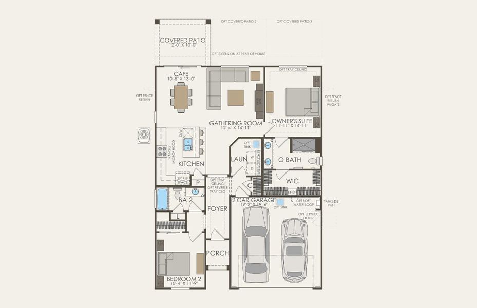 2D floor plan layout for the Traverse by Del Webb in Sun City Festival, Buckeye, AZ (Image 3).