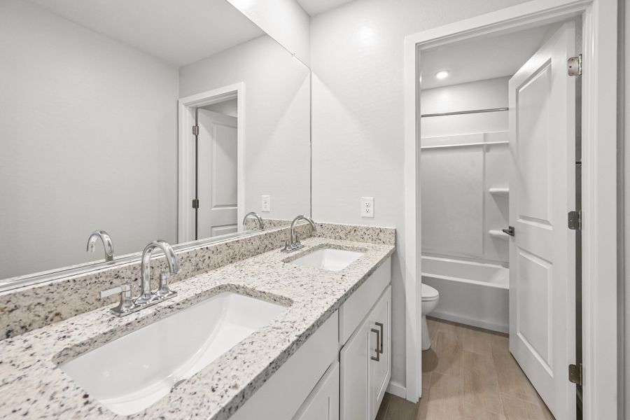 A bathroom with a sink and a toilet.