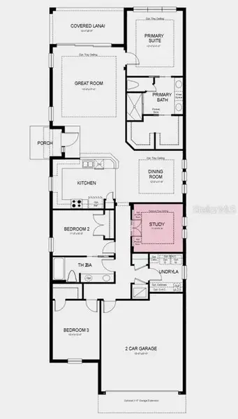 2D floor plan layout of this home in Esplanade at Wiregrass Ranch, Wesley Chapel, FL (Image 3).