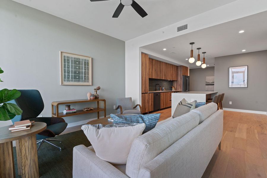 Furnished interior view inside a new home in Vesper, Austin (Image 12). Furnished interior view inside a new home in Vesper, Austin (Image 12).