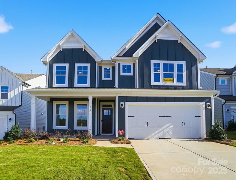 Front exterior of a new home in The Enclave at Laurelbrook, Sherrills Ford, NC, highlighting curb appeal (Image 2).