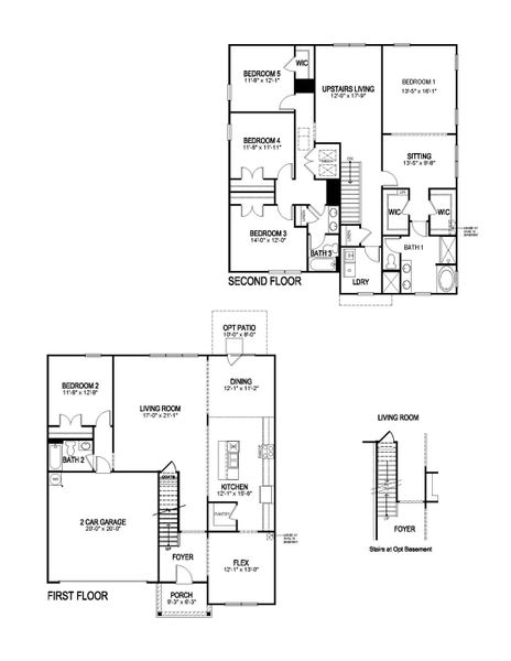 2D floor plan layout for the HALTON by D.R. Horton in Lost Creek, Dallas, GA (Image 4).