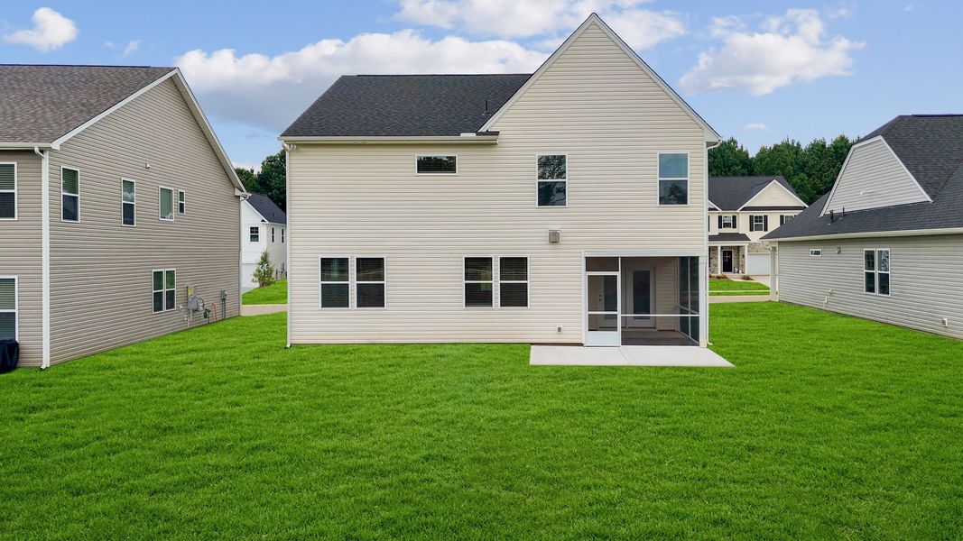 Exterior details and patio area of a home in Madison at Buice Lake, Acworth (Image 42).