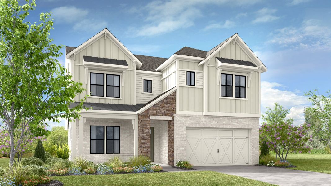 Representative exterior photo of a completed home built from the Provence by Taylor Morrison in Towson Village, Peachtree City, GA (Image 5). Representative exterior photo of a completed home built from the Provence by Taylor Morrison in Towson Village, Peachtree City, GA (Image 5).