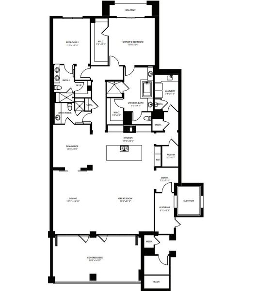 2D floor plan layout for the 2 bedroom by Creativ Design + Build in ICON at Silverleaf, Scottsdale, AZ (Image 1). 2D floor plan layout for the 2 bedroom by Creativ Design + Build in ICON at Silverleaf, Scottsdale, AZ (Image 1).
