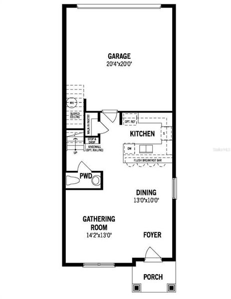 2D floor plan layout of this home in Meridian Parks, Orlando, FL (Image 2).