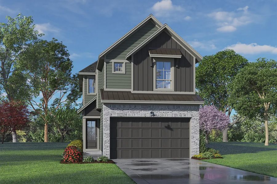 Representative exterior photo of a completed home built from the Chantilly by Chesmar Homes in The Woodland Hills Chateau, Willis, TX (Image 18).