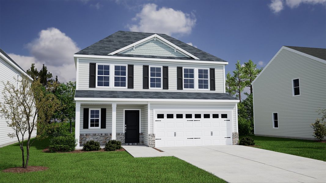 Front exterior of a new home in Bluefield, Lexington, SC, highlighting curb appeal (Image 1). Front exterior of a new home in Bluefield, Lexington, SC, highlighting curb appeal (Image 1).