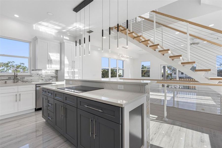 view of kitchen looking towards living area