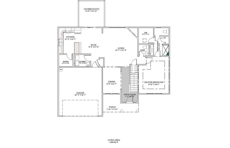 2D floor plan layout for the Enory by Enchanted Homes in Guadalupe Heights, Seguin, TX (Image 5).