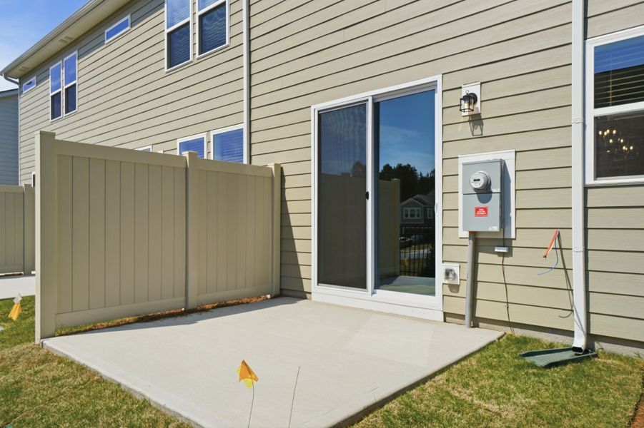 Exterior details and patio area of a home in Arbor Chase, Clover (Image 16). Exterior details and patio area of a home in Arbor Chase, Clover (Image 16).