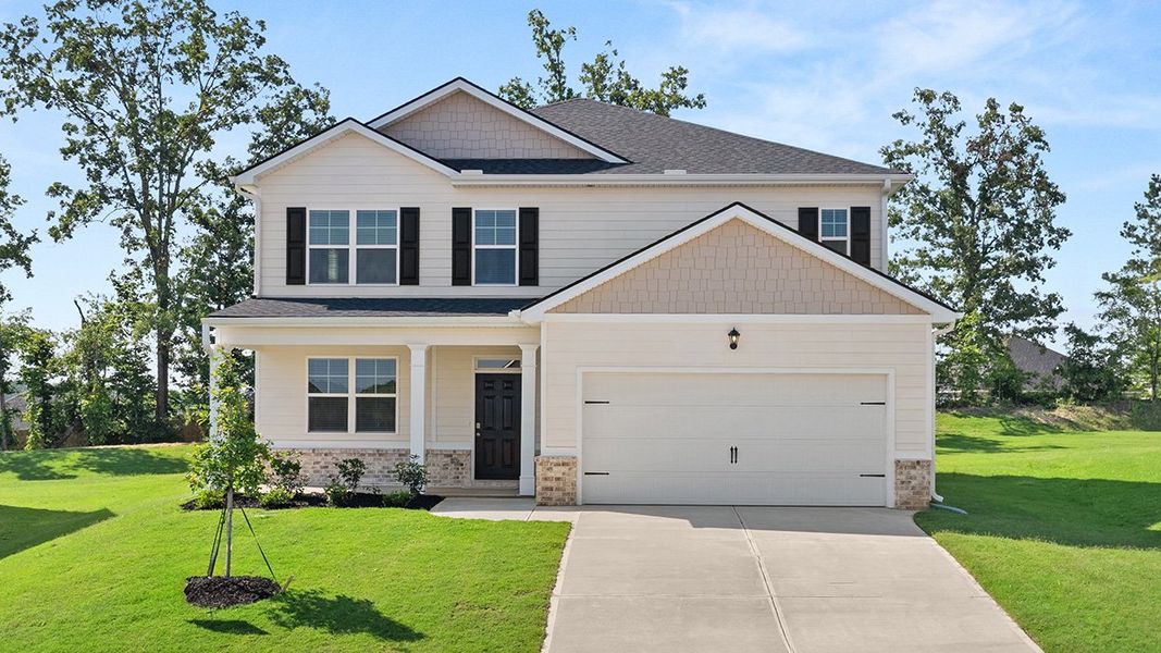 Front exterior of a new home in Estates at Deer Hollow, Grovetown, GA, highlighting curb appeal (Image 2).