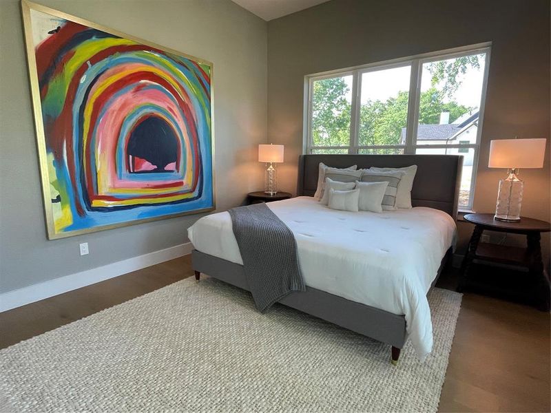 Staged as a bedroom with king bed or Flex room