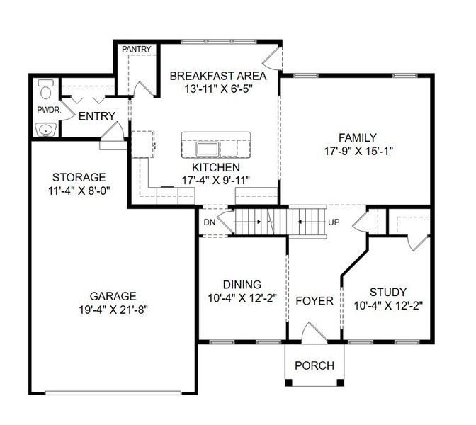 2D floor plan layout for the Parker by Keystone Custom Homes in Windermere Farms, Waxhaw, NC (Image 5).