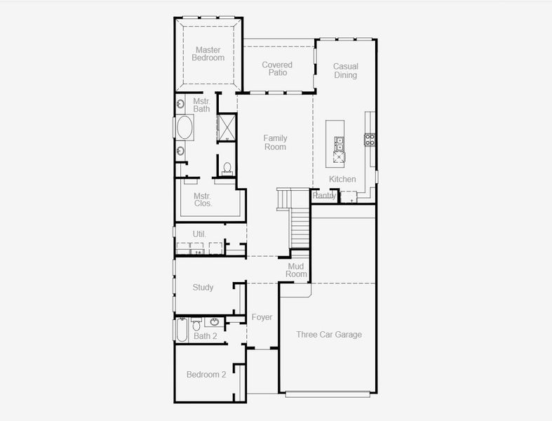 2D floor plan layout of this home in Parmer Ranch, Georgetown, TX (Image 2).