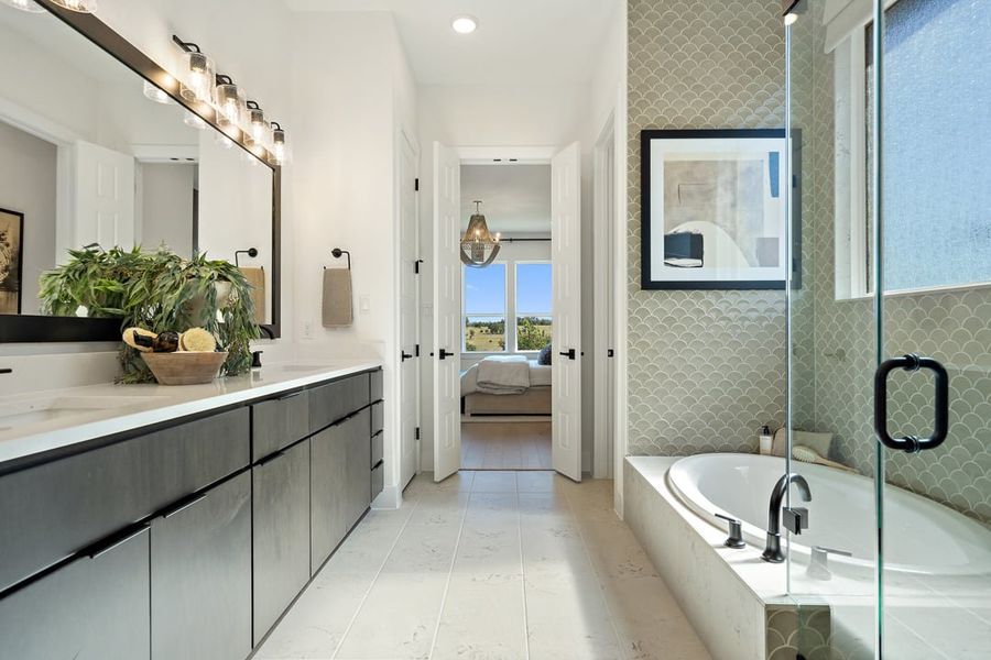 Furnished interior view inside a new home in Park Collection at Heritage, Dripping Springs (Image 19). Furnished interior view inside a new home in Park Collection at Heritage, Dripping Springs (Image 19).