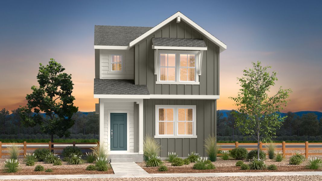 Front exterior of a new home in Farmlore, Brighton, CO, highlighting curb appeal (Image 1). Front exterior of a new home in Farmlore, Brighton, CO, highlighting curb appeal (Image 1).