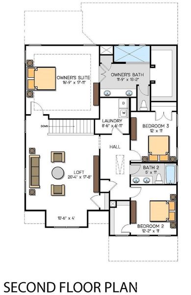 2D floor plan layout of this home in Wildbrook, Denver, NC (Image 4).