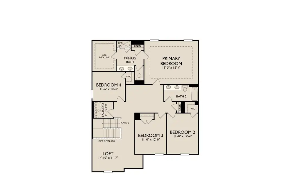2D floor plan layout for the Pearson by Ashton Woods in Langston Reserve, Cartersville, GA (Image 4).