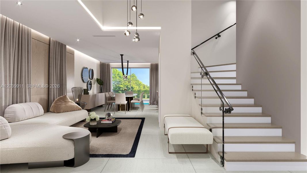 Furnished interior view inside a new home in , Sunny Isles Beach (Image 5). Furnished interior view inside a new home in , Sunny Isles Beach (Image 5).