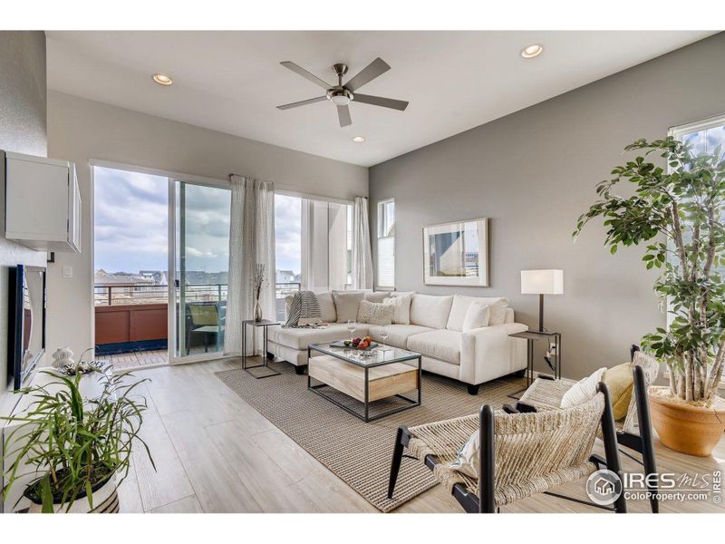 Sliding Glass Door to Covered deck. Photos are of the model home.