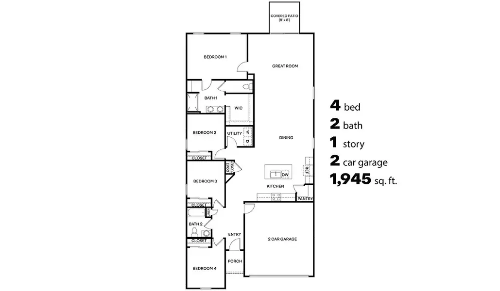 2D floor plan layout of this home in Entrada Del Toro at Rancho Sahuarita, Sahuarita, AZ (Image 4).