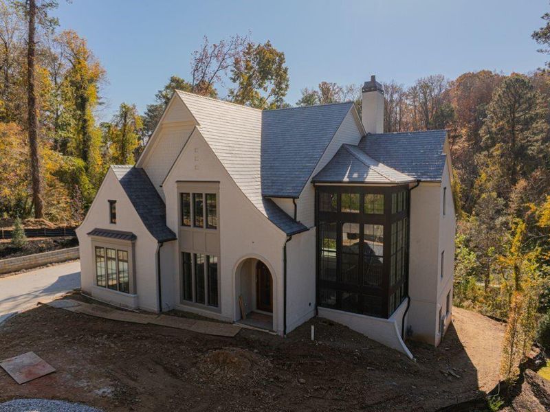 Front exterior of a new home in Blue Heron Walk, Atlanta, GA, highlighting curb appeal (Image 11).